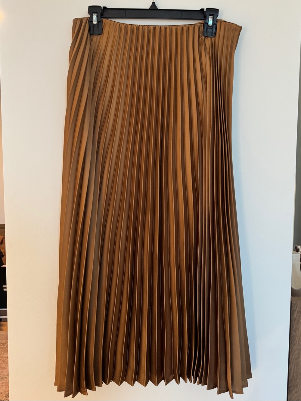 Mango Pleated Midi Skirt in Camel Brown